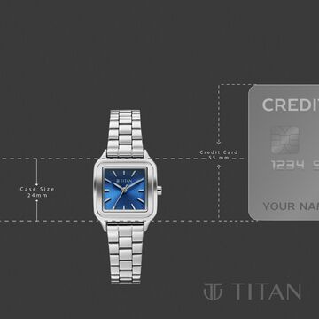 Titan Workwear Essentials Quartz Analog Blue Dial Silver Stainless Steel Strap Watch For Women