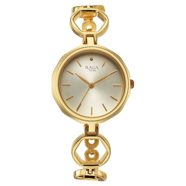Titan Raga Viva Golden Dial Quartz Analog with Date Metal Strap Watch for Women - image number 1
