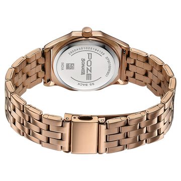 Poze By Sonata Quartz Analog Blue Dial Rose Gold Metal Strap Watch For Women