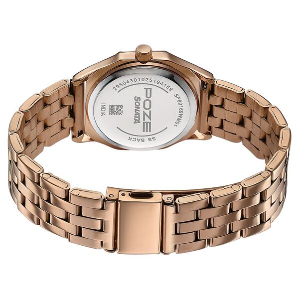 Poze By Sonata Quartz Analog Blue Dial Rose Gold Metal Strap Watch For Women - image number 6