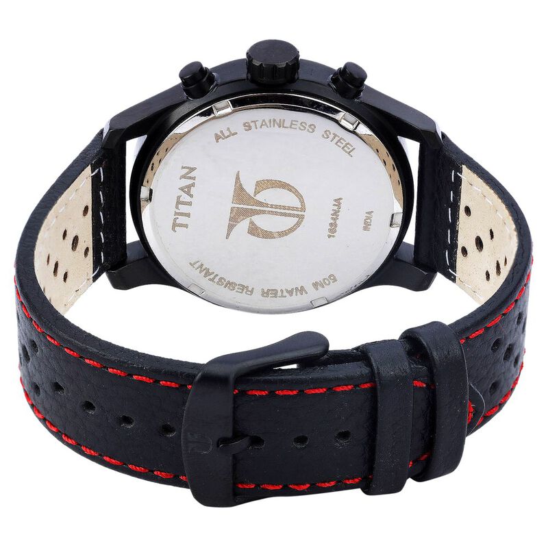 Titan Quartz Chronograph Black Dial Leather Strap Watch for Men - image number 2