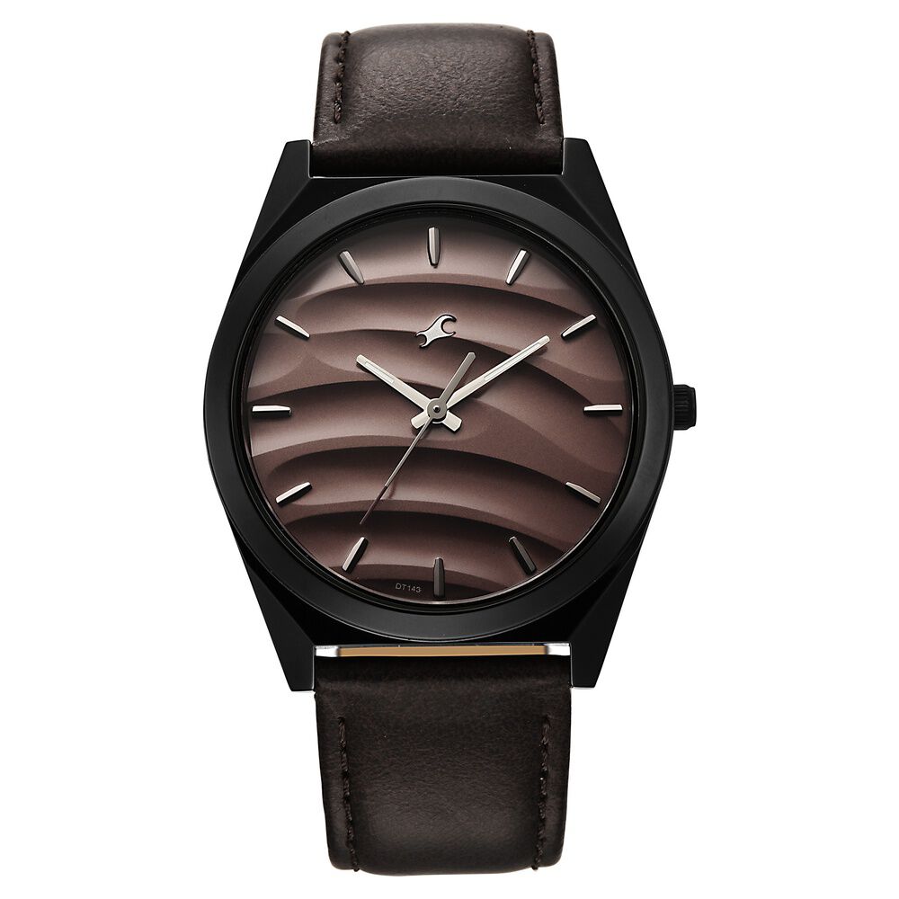 Fastrack Gelato Black leather strap watch with Chocolate dial for Guys-image-45