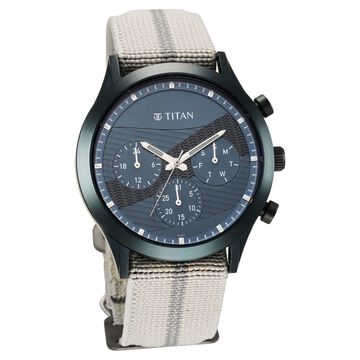 Titan Athleisure Blue Dial Quartz Multifunction Nylon Strap watch for Men