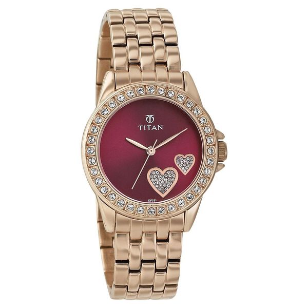 Titan Quartz Analog Red Dial Metal Strap Watch for Women - image number 0