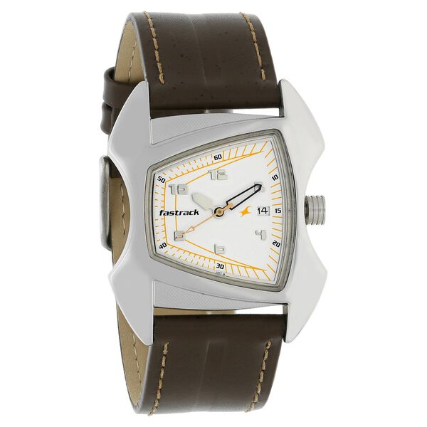 Fastrack Quartz Analog Silver Dial Leather Strap Watch for Guys - image number 1