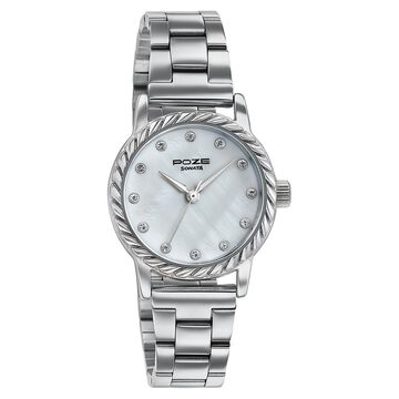 Poze By Sonata Quartz Analog White Mother of Pearl Dial Silver Metal Strap Watch For Women