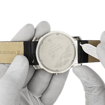 24 mm Black Genuine Leather Strap for Men