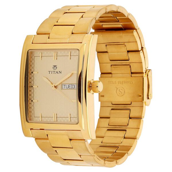 Titan Quartz Analog with Day and Date Champagne Dial Watch for Men - image number 1
