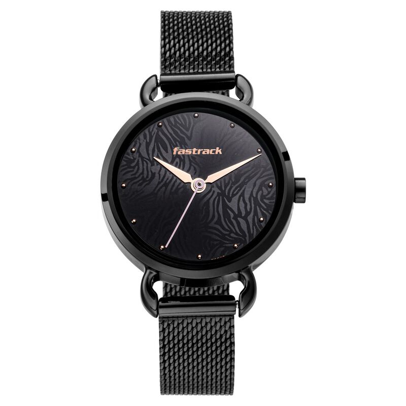Fastrack Animal Print Quartz Analog Black Dial Stainless Steel Strap Watch for Girls - image number 2