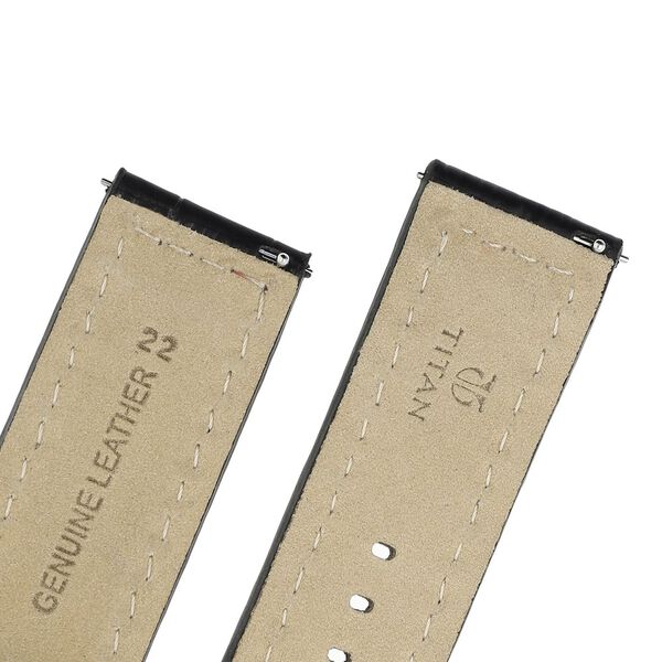 22 mm Black Genuine Leather Strap for Men - image number 4