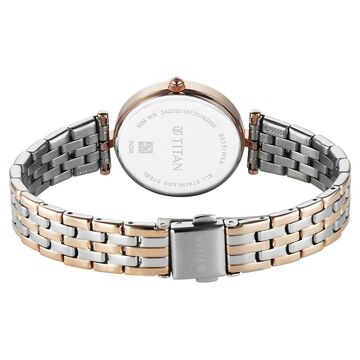 Titan Work Mode Quartz Analog Silver Dial Two Toned Metal Strap Watch For Women