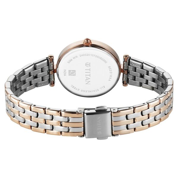 Titan Work Mode Quartz Analog Silver Dial Two Toned Metal Strap Watch For Women - image number 5