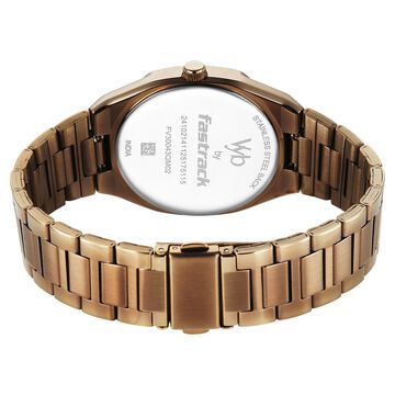 Vyb Nimbus By Fastrack Quartz Analog Grey Dial Brown Metal Strap Watch For Guys