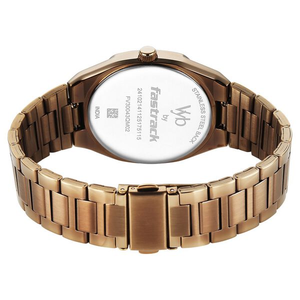 Vyb Nimbus By Fastrack Quartz Analog Grey Dial Brown Metal Strap Watch For Guys - image number 5