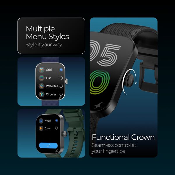 Fastrack Revoltt FS3 Smartwatch with 2.01" TFT Display,Push Button Interactions, HRM, SpO2, Sleep, Rotary Crown, IP68 - image number 4