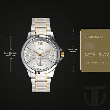 Titan Workwear Silver Dial Quartz Multifunction Stainless Steel Strap watch for Men