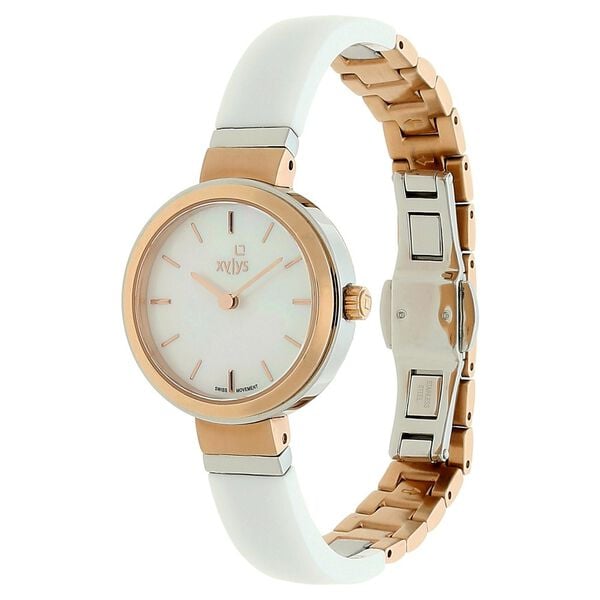 Xylys Quartz Analog Mother of Pearl Dial Two Toned Stainless Steel & Ceramic Strap Watch For Women - image number 2