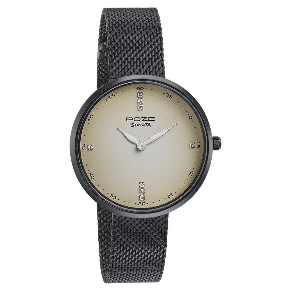 Sonata Poze Quartz Analog White Dial Mesh Strap Watch for Women-image-25