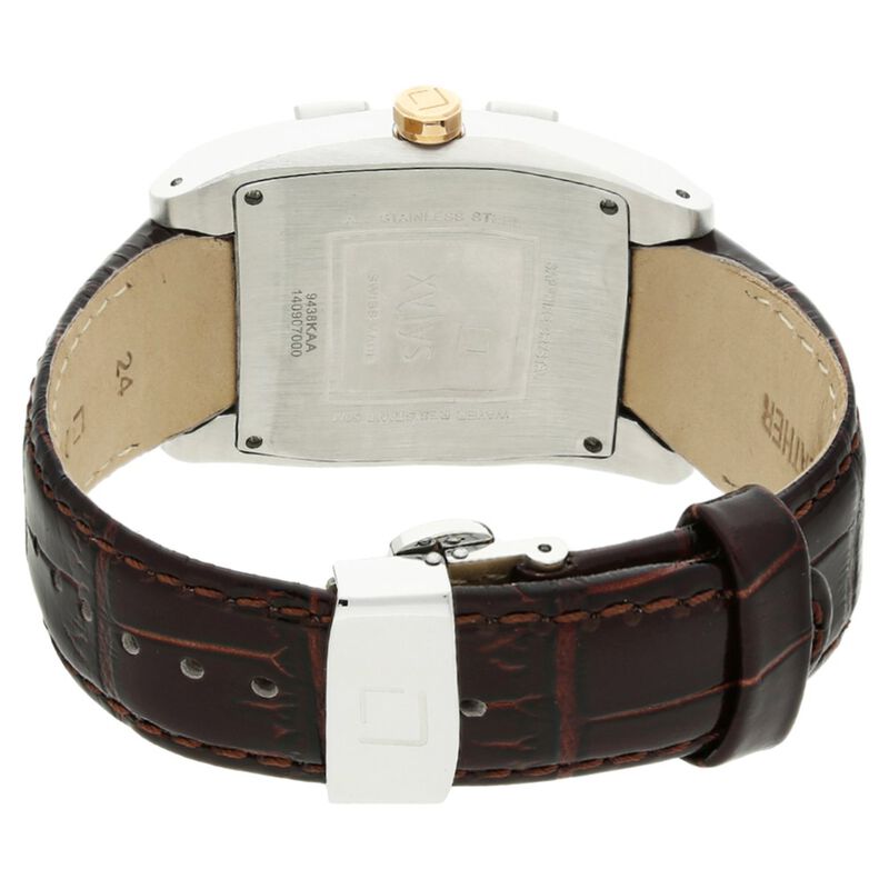Xylys Quartz Chronograph Black Dial Leather Strap Watch for Men - image number 3