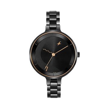 Fastrack Stunners Quartz Analog Black dial Stainless Steel Strap Watch for Girls