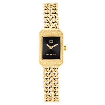 Tommy Hilfiger Quartz Analog Black Dial Golden Stainless Steel Strap Watch For Women