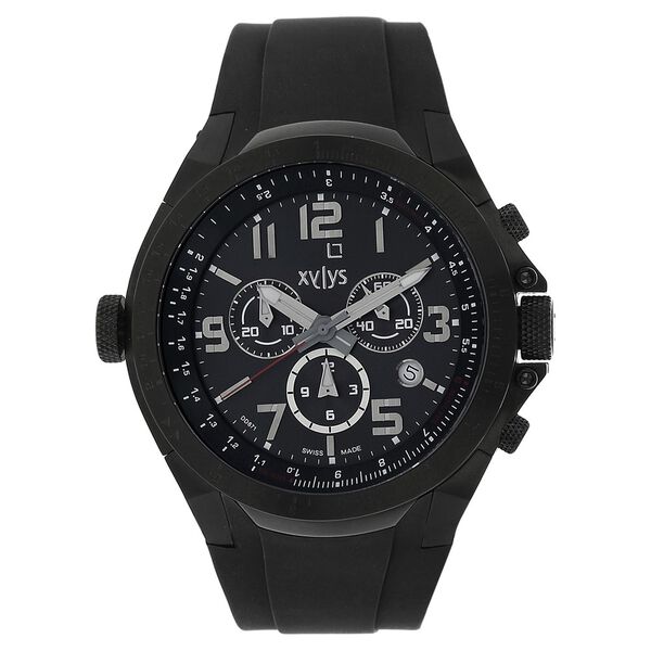 Xylys Swiss Chronograph Black Plastic Strap and Black Dial Watch For Men - image number 0
