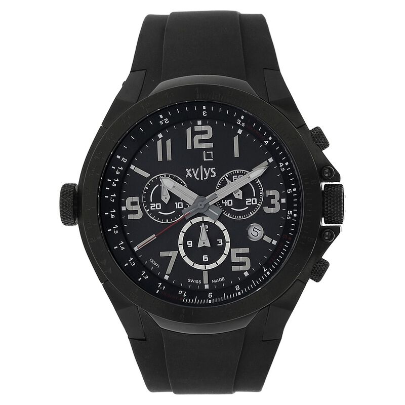 Xylys Swiss Chronograph Black Plastic Strap and Black Dial Watch For Men