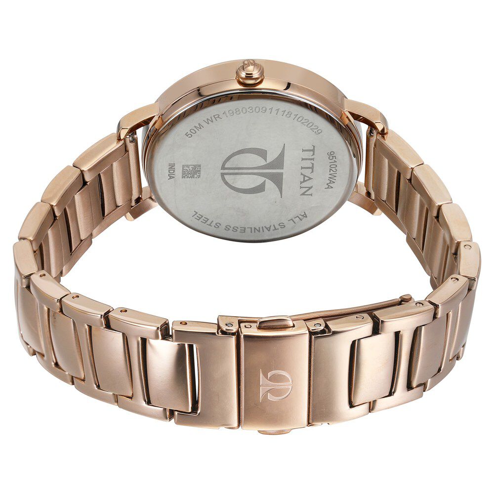Buy Online Titan Valentine Rose Gold Dial Women Watch With Metal Strap 95102wm02f Titan