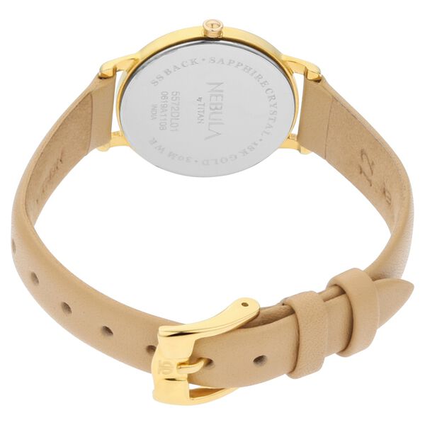 Titan Nebula Lustre 18k Gold Analog Leather Strap Watch for Women - image number 4
