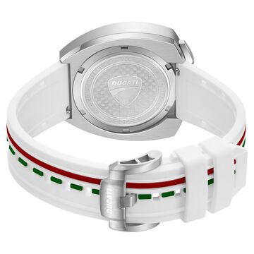 Ducati Quartz Chronograph Silver Dial White Silicone Strap Watch For Men