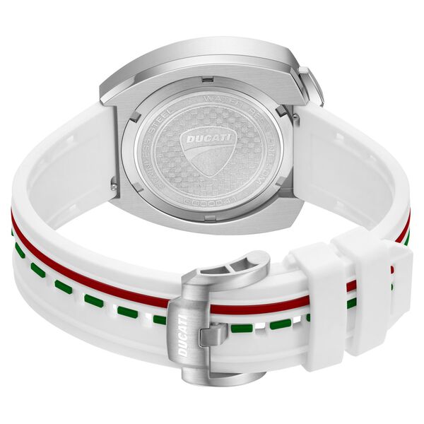 Ducati Quartz Chronograph Silver Dial White Silicone Strap Watch For Men - image number 2