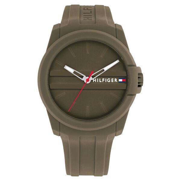 Tommy Hilfiger Quartz Analog Green Silicone Strap for Men - image number 0