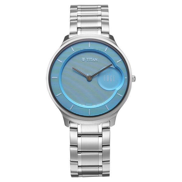 Titan Edge Murals Quartz Analog Blue Dial Stainless Steel Strap Watch For Men - image number 0