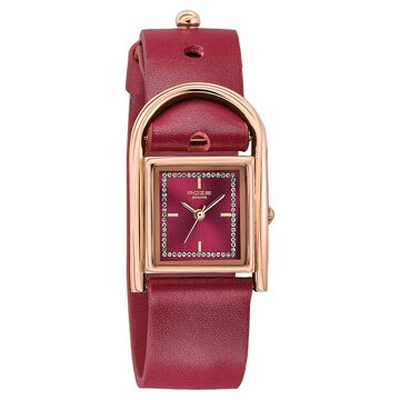 Sonata Poze Quartz Analog Red Dial Red Leather Strap Watch For Women