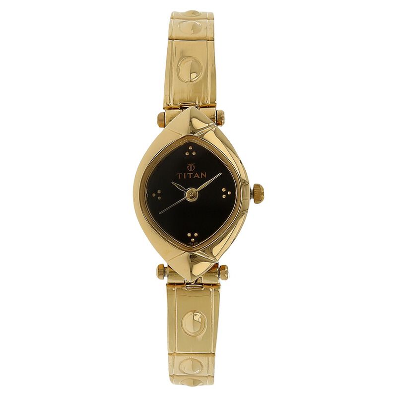 Titan Quartz Analog Black Dial Stainless Steel Strap Watch for Women