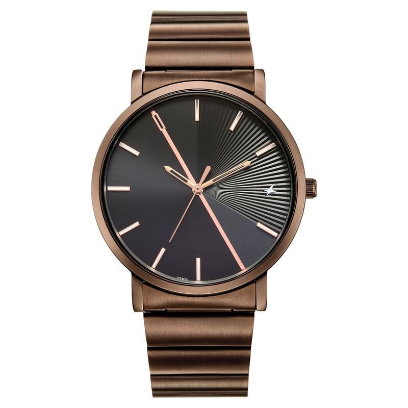 Fastrack 9 to Fine Analog with Black Dial Metal Strap Watch for Guys