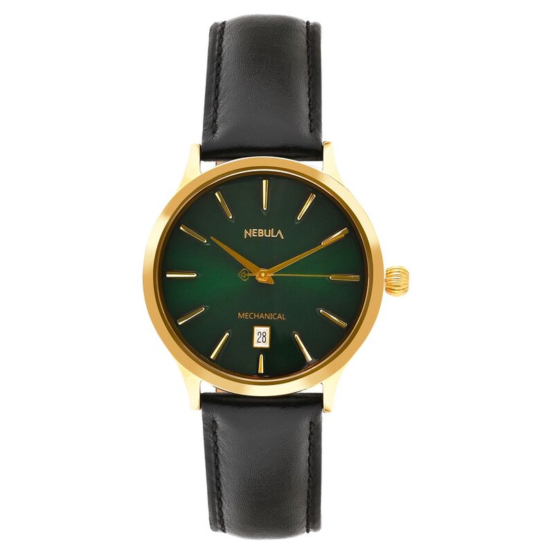 Titan Nebula Abhiyant 18k Gold Hand-Wound Mechanical Analog with Exhibition Caseback Leather Strap Watch for Men