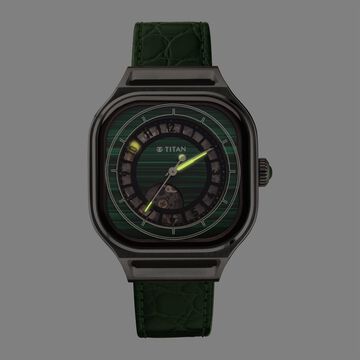 Titan Stellar Automatic Malachite Dial Leather Strap Watch for Men
