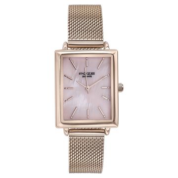 Sonata Poze Quartz Analog Pink Mother Of Pearl Dial Rose Gold Color Stainless Steel Strap Watch For Women
