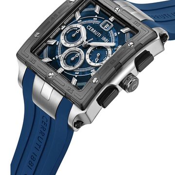 Cerruti 1881 Quartz Chronograph Blue Dial Blue Silicone Strap Watch For Men