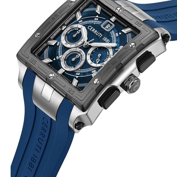 Cerruti 1881 Quartz Chronograph Blue Dial Blue Silicone Strap Watch For Men - image number 1