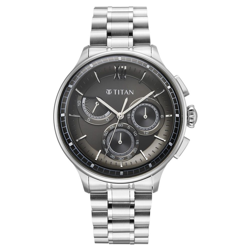 Titan Classique Half Cut Chronograph Analog with Black Dial Silver Stainless Strap Watch for Men-picture-17