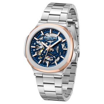 Kenneth Cole Automatic Blue Dial With Silver Stainless Steel Strap Watch For Men