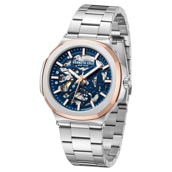Kenneth Cole Automatic Blue Dial With Silver Stainless Steel Strap Watch For Men - image number 1