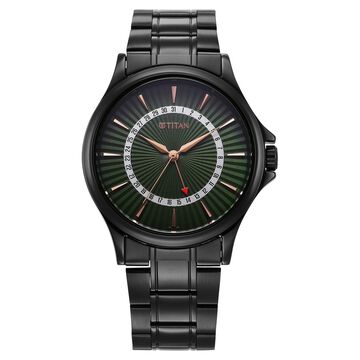 Titan Karishma Quartz Analog with Date Green Dial Stainless Steel Strap Watch For Men