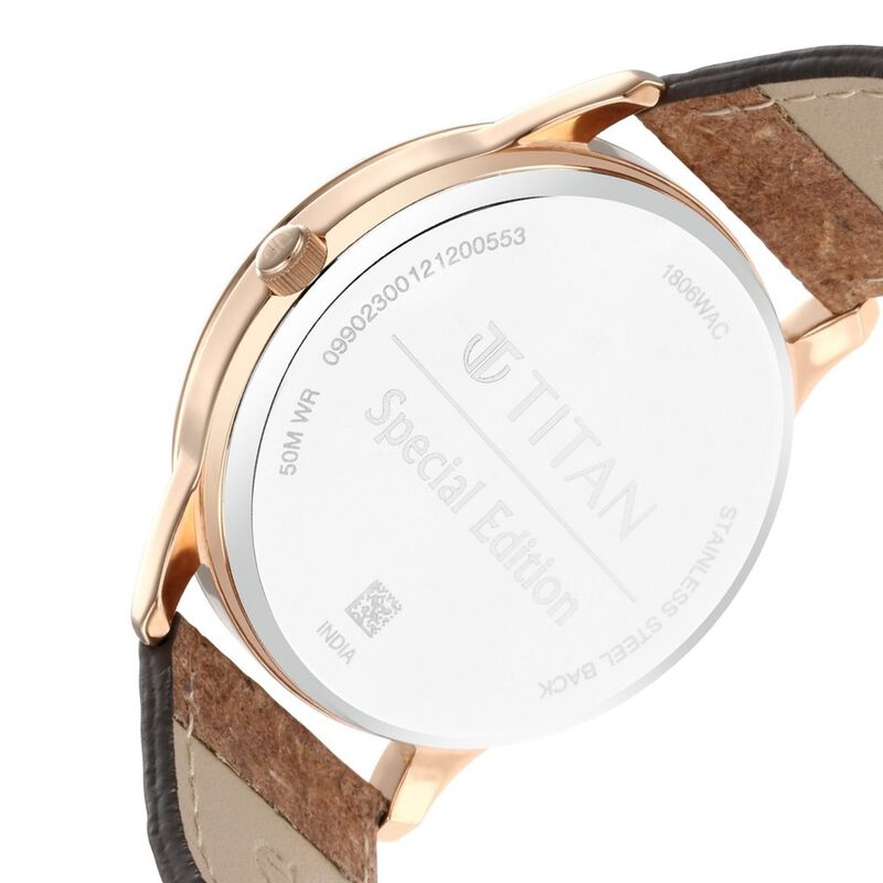 Titan Solidarity Anthracite Dial Analog Leather Strap Watch for Men - image number 5
