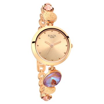 Raga Women's Charm: Elegant Mother of Pearl Dial with Ornate Strap Watch