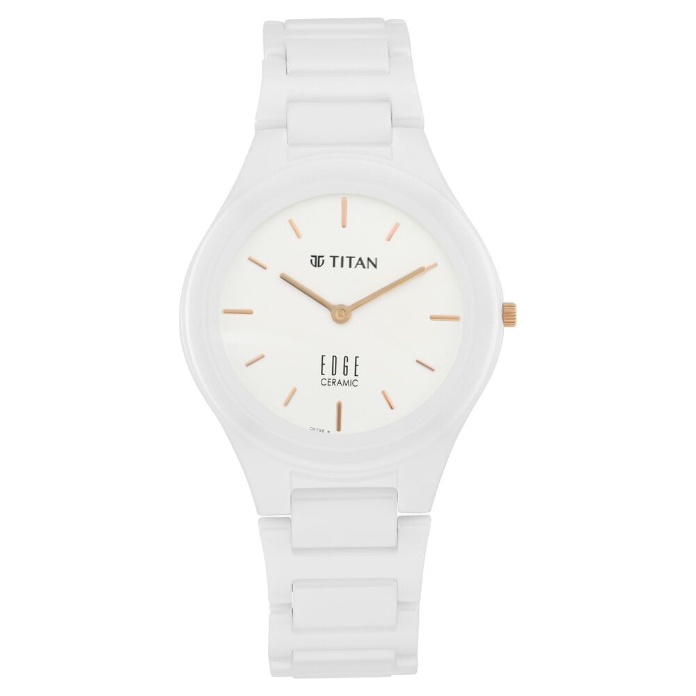 Titan Edge Ceramic White Dial Analog Ceramic Strap watch for Women