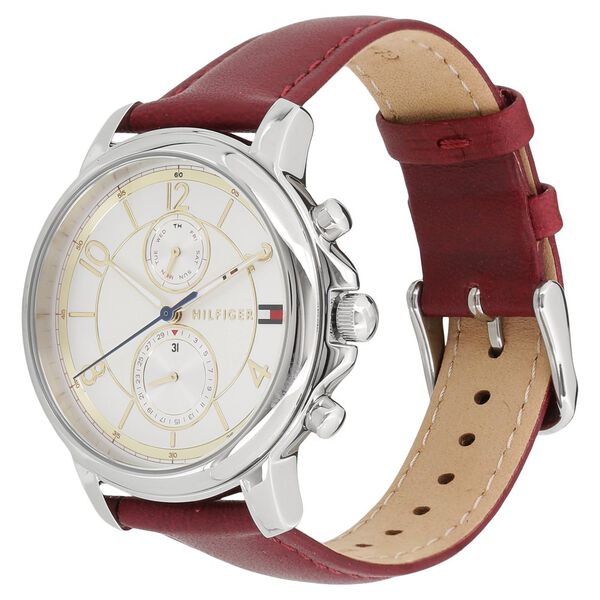 Tommy Hilfiger Quartz Multifunction White Dial Leather Strap Watch for Women - image number 1