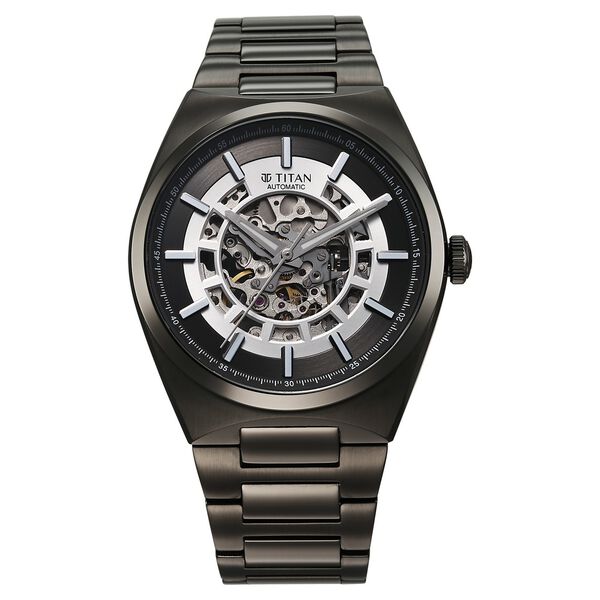 Titan Nexus Skeletal Automatic Analog with Gun Dial Gun Stainless Steel Strap Watch for Men - image number 1
